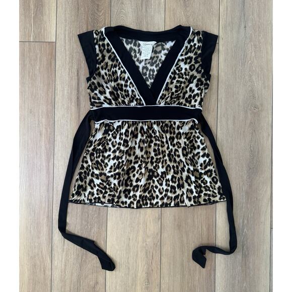 Speechless Y2K Babydoll Empire Waist Leopard Print Sleeveless Tie Back Top Sz S - Picture 10 of 12